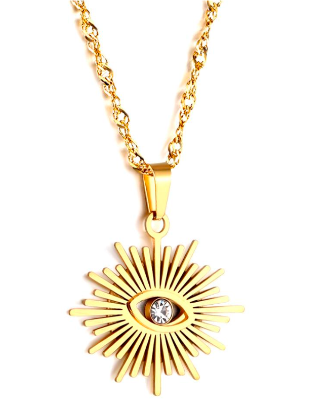 Angelic Eye necklace . Hypoallergenic, waterproof, 18K gold plated