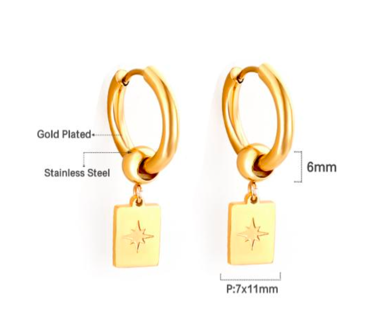 North star huggie earrings . Hypoallergenic, waterproof, 18K gold plated