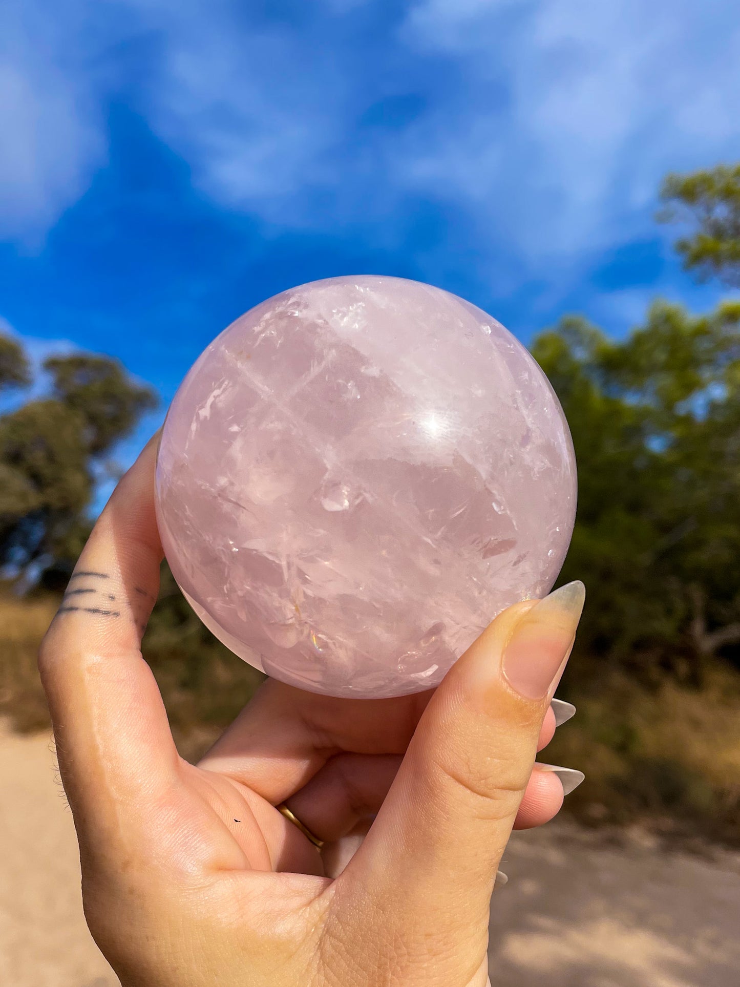 Rose quartz spheres