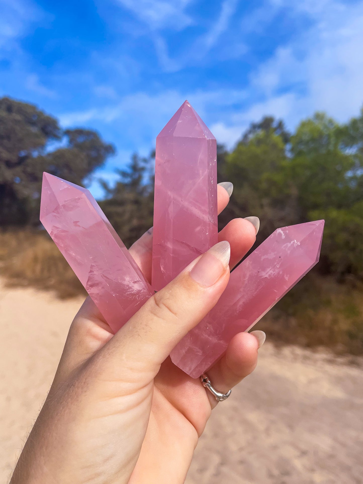 Rose quartz towers