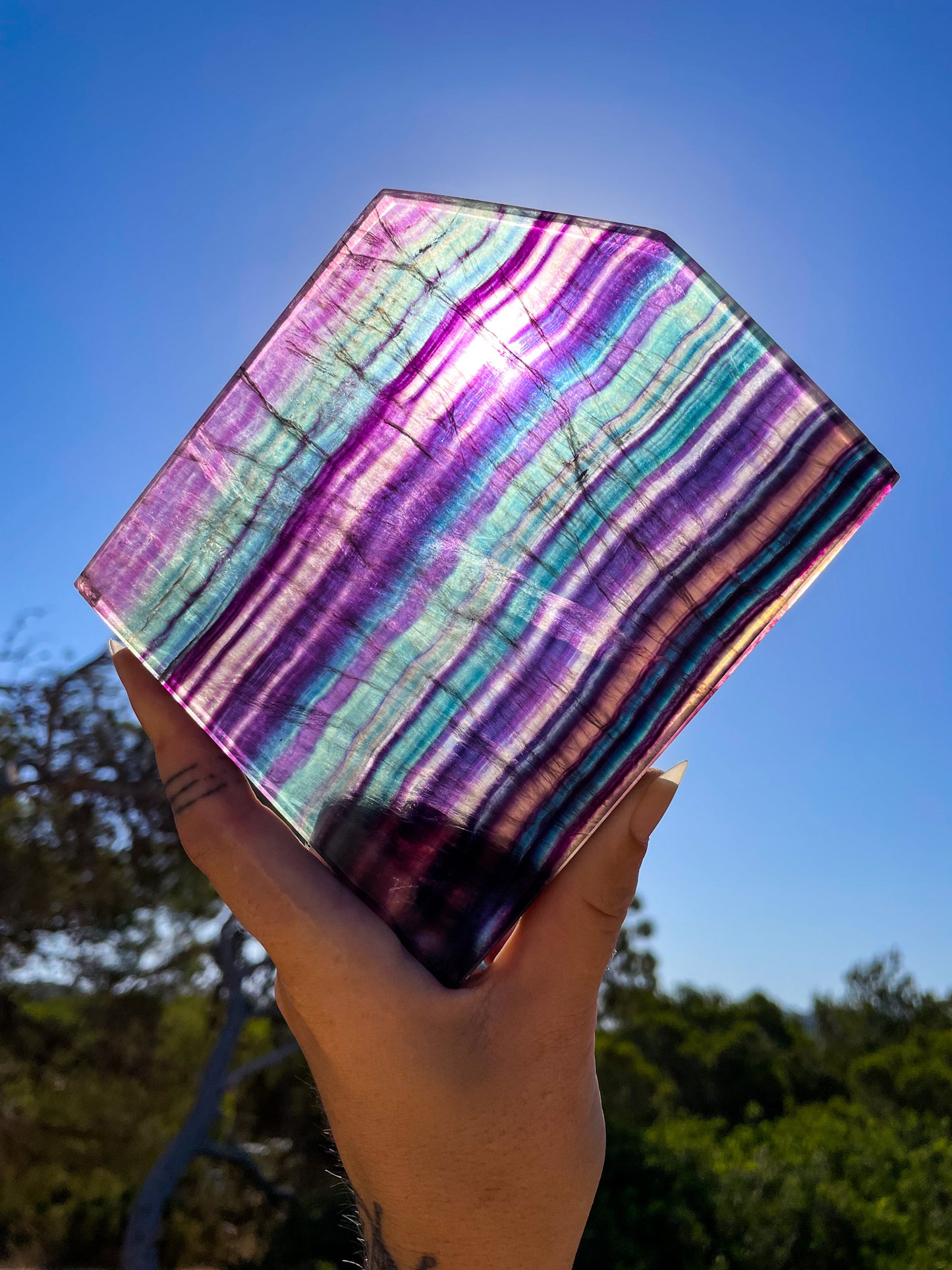Rainbow fluorite slabs