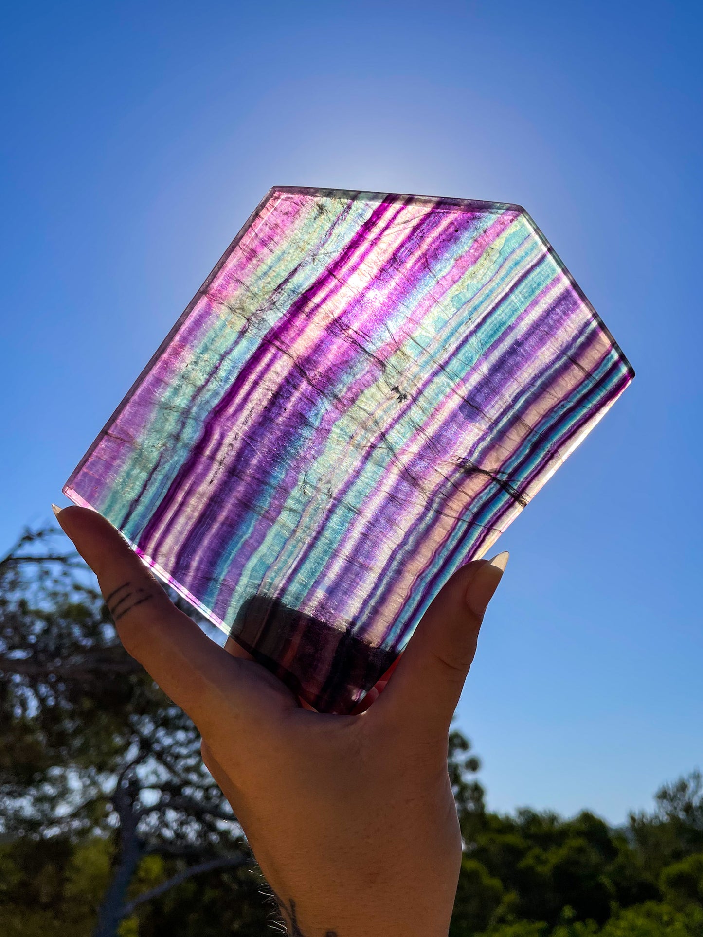 Rainbow fluorite slabs