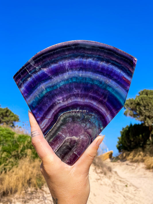 Rainbow fluorite slabs