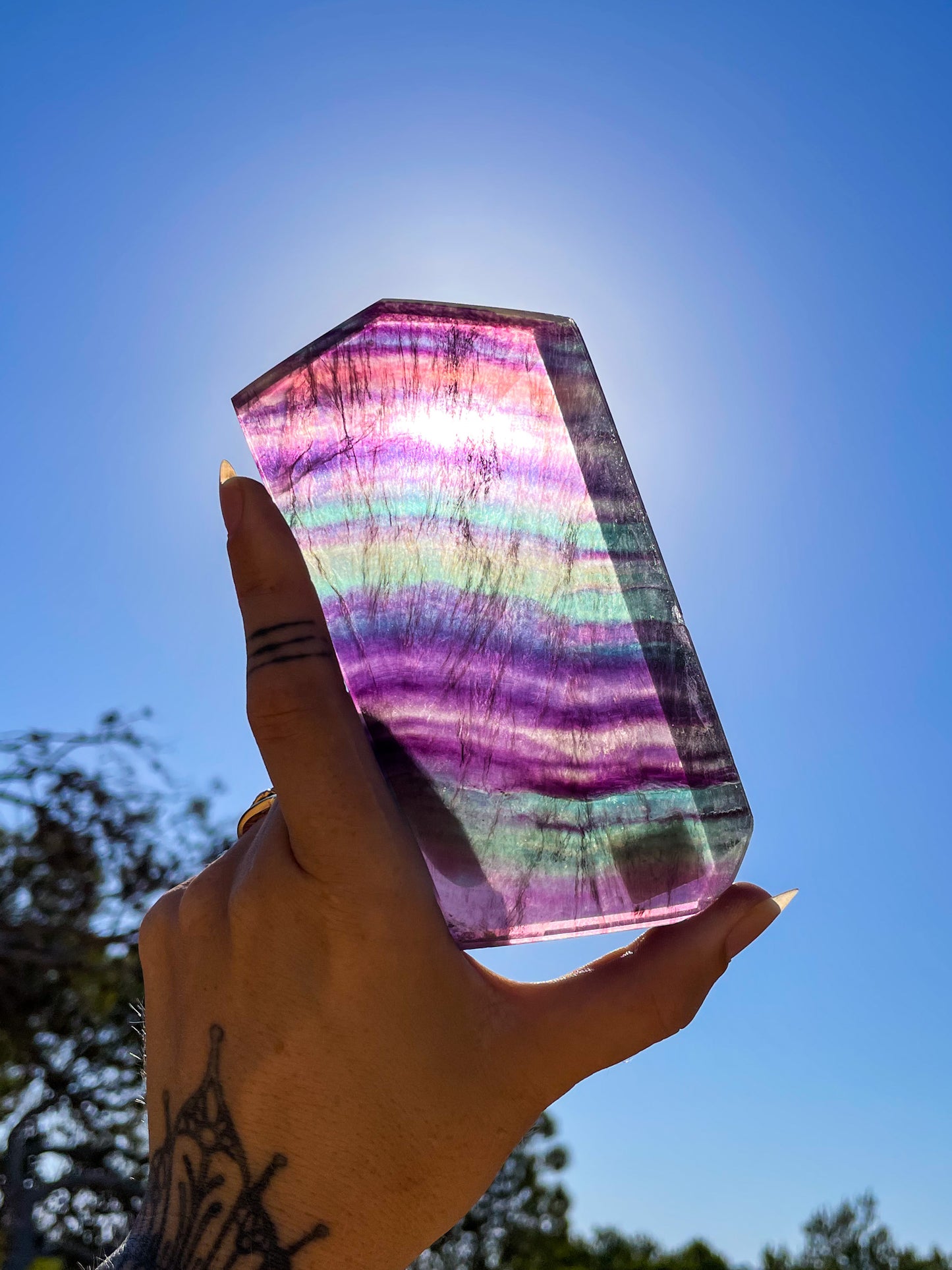 Rainbow fluorite slabs