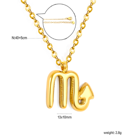 Zodiac mini's . Hypoallergenic, waterproof, 18K gold plated