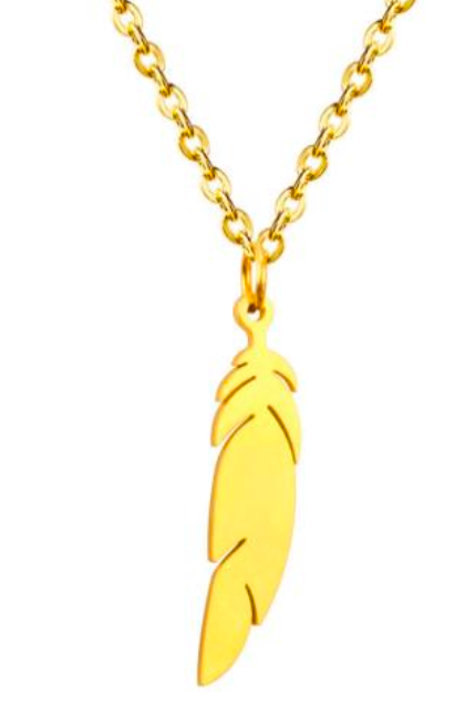 Angel feather necklace . Hypoallergenic, waterproof, gold or silver