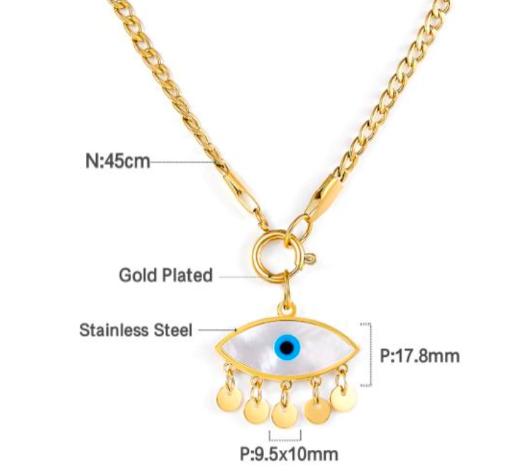 All Seeing Eye mini clasp necklace . Hypoallergenic, waterproof, 18K gold plated