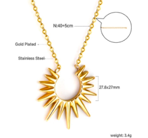 Sun rays eclipse necklace specs with wihite background