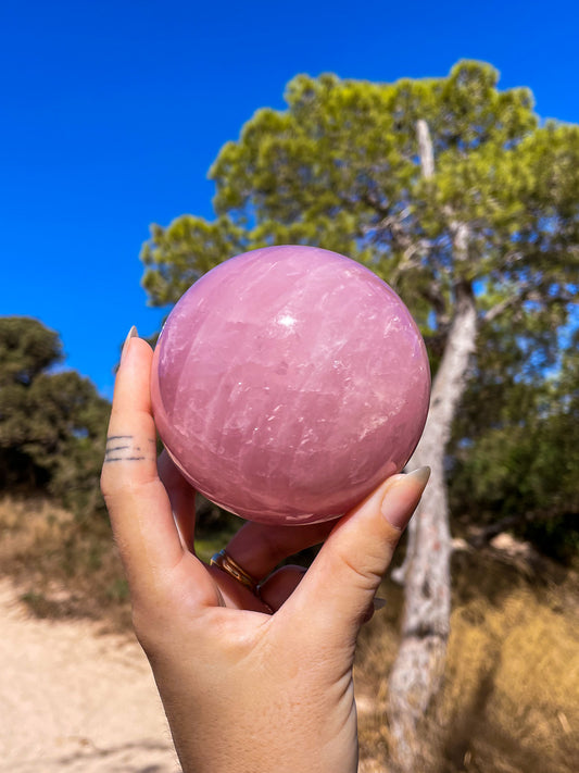 Rose quartz spheres