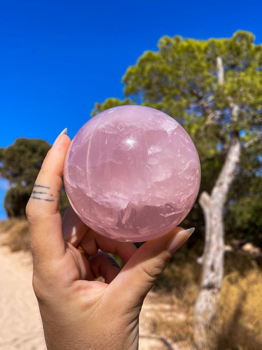 Rose quartz spheres