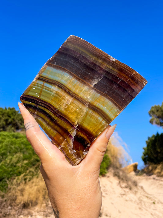 Yellow fluorite slab