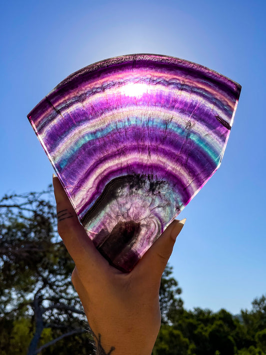 Rainbow fluorite slabs