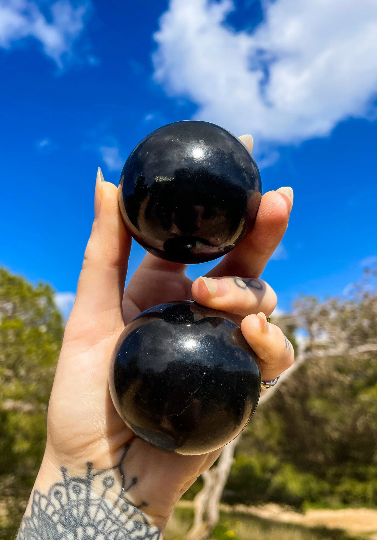 Tourmaline polished spheres